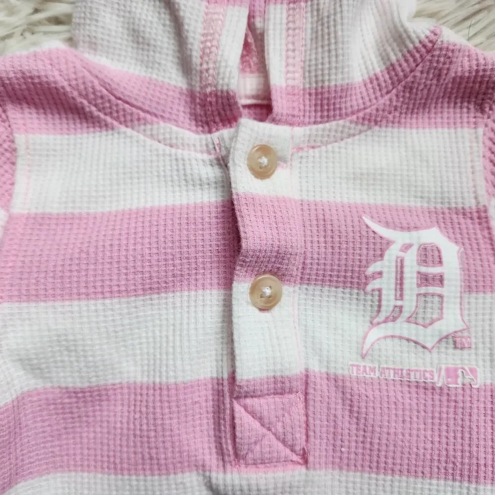 Genuine Merchandise Infant Baby Girl Hooded One Piece 0-3M Pink White Stripe